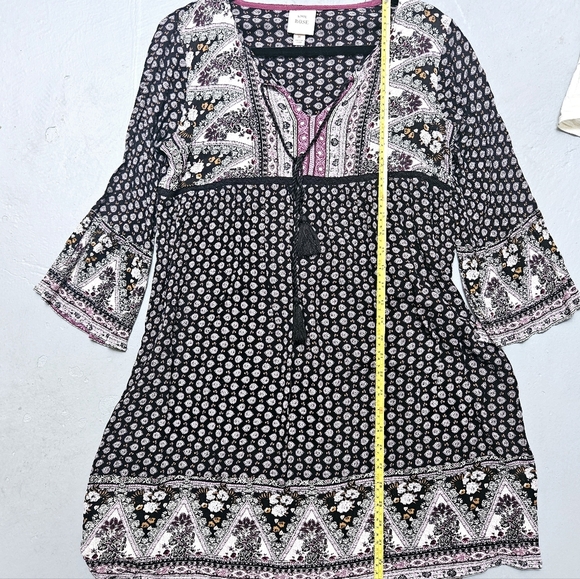 Knox Rose Paisley & Batic Print Flowy Quater Sleeve Midi sz M Tunic Dress - Picture 9 of 11